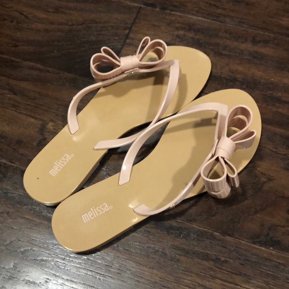 Flip flops from a brand called Melissa.